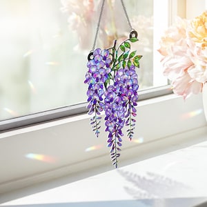 Wisteria Holographic Suncatcher | Purple Acrylic Window Hanging Decor