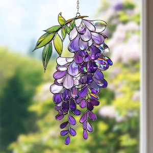 Purple Wisteria ACRYLIC Hanging Suncatcher, Elegant Floral Decoration, Nature-inspired Ornament, Garden Decor, Flower Lovers NOT GLASS