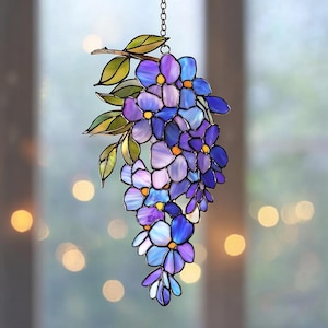 Wisteria Handmade Acrylic Suncatcher, Home Decor, Spring Garden Theme Suncatcher, Gift For Mom, Flower Lovers Gift