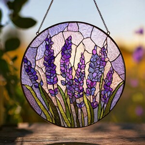 Lavender Acrylic Suncatcher Purple Flower Decor Garden Gift